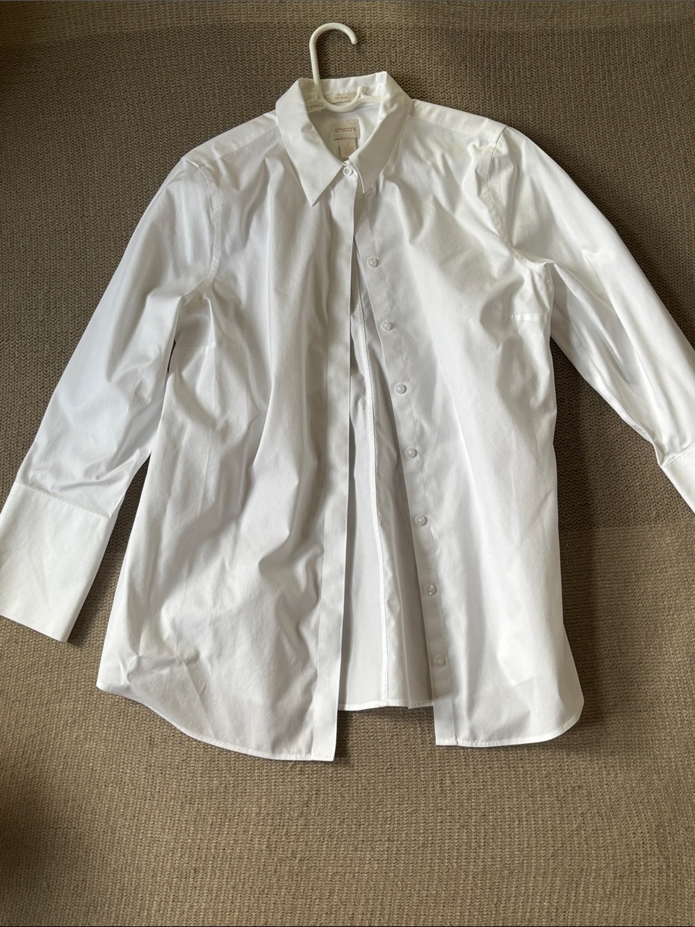 Chico's White Button-Down Cotton Shirt
